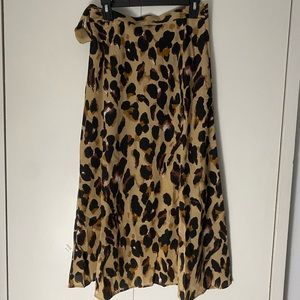 Newchoice NWT Women's Boho Leopard Skirt High Low Split Midi Wrap